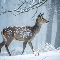 Obraz premium deer in winter forest