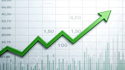 Green Upward Arrow on Financial Growth Chart Showing Business Success and Investment Returns