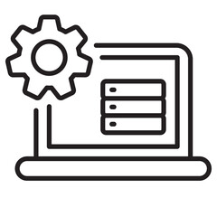 Vector illustration of laptop with storage and gear suitable for data automation icon