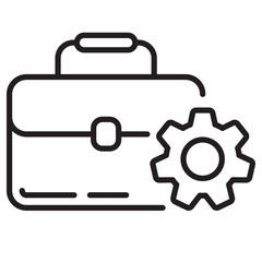 Vector illustration of briefcase with gear in linear style suitable for work automation icon