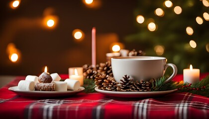 Fototapeta premium Rustic Delight: A Cozy Christmas Table Scene