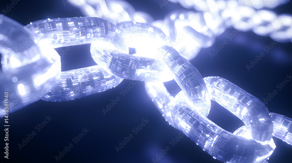 Poster illuminating blockchain innovation digital realm 3d visualization virtual environment abstract viewp