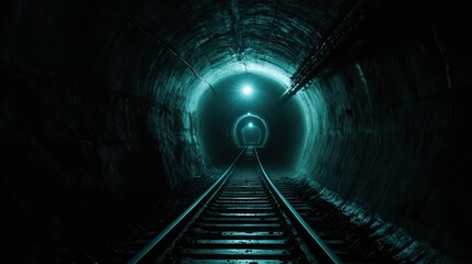 Mysterious turquoise tunnel perspective