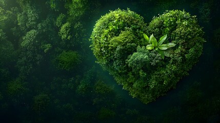 Aerial Photograph of a Stunning Heart Shaped Forest Seen from Above Symbolizing the Beauty and Importance of Preserving Nature and the Environment  The Image Depicts a Serene