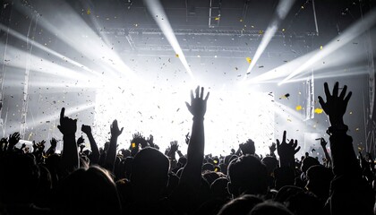 コンサート会場で盛り上がる大勢の人々