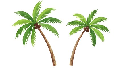 Lush Watercolor Coconut Palms: Tropical Paradise Rendered