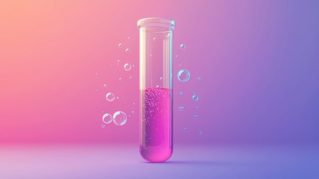 Animated icon of a test tube with a bubbling liquid - Powered by Adobe