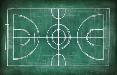 Obraz premium Sport court drawing on a chalkboard