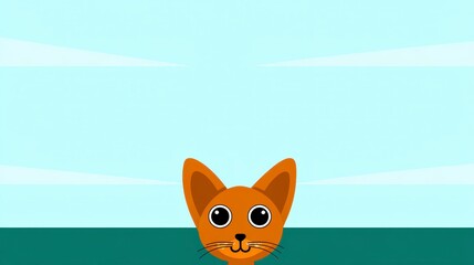 Obraz premium Cute Cartoon Fox Avatar Minimalist Design Blue Sky Background Childish Illustration