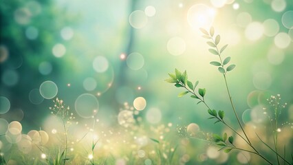 Obraz premium Minimalist Nature Texture: Soft Bokeh Background, Abstract Green Leaf Design