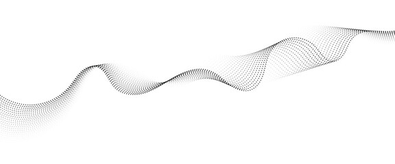 Flowing Dot Wave halftone gradient pattern on transparent background	
