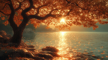 the serene lake of dusk