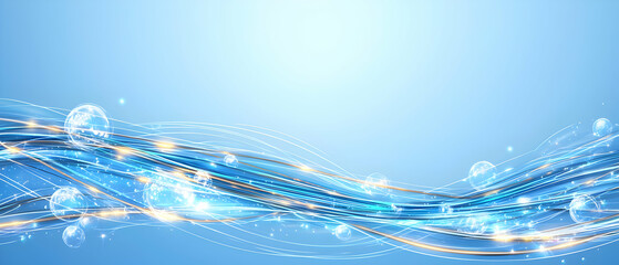 Abstract Blue Wave Design With Light Effects