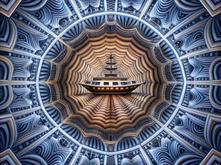 Minimalist Surreal Time Warp Ship: Abstract Background Pattern Art