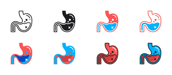 Stomach disease icon showing abdominal pain and digestive problems. Ideal for medical, healthcare, anatomy, and gastroenterology illustrations in flat vector style.