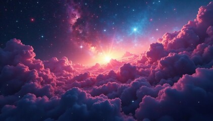 A sprawling, ethereal nebula representing the vastness of the universe ,  deep space,  planets,  pattern