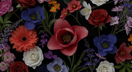 Crimson Bloom & Midnight Hues