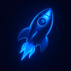 Glowing 3D Rocket in Space