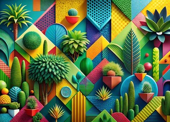 Modern Biophilic Pop Art Landscape: Vibrant Nature Patterns for Branding
