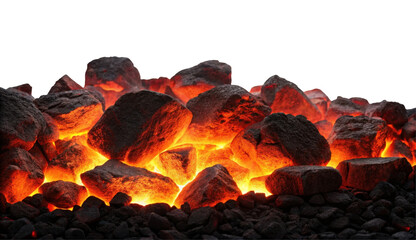Glowing Lava Rocks With Fiery Embers Against A Black Background In A Volcanic Landscape