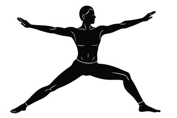 Warrior Pose Virabhadrasana Yoga Asana Powerful Standing Posture Illustration