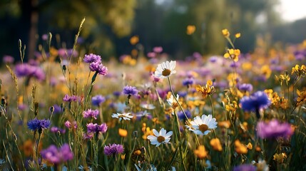 Fototapeta premium Flowers blooming in a field