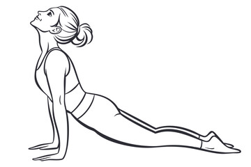 Cobra Pose Bhujangasana Yoga Asana Silhouette Backbend Illustration