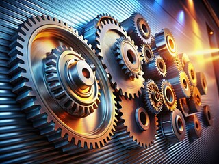 Modern Engineering Marketing Concept: Abstract Gear Texture Background with Copy Space