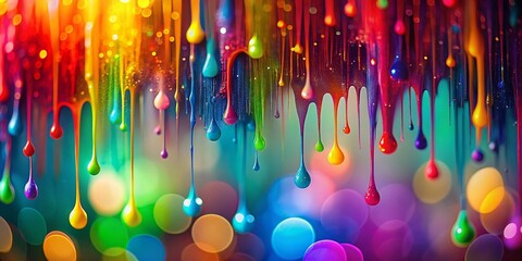 Modern Festival Paint Drip Backdrop Bokeh Effect - Colorful Abstract Background
