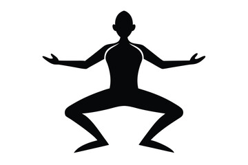 Black Silhouette Iyengar Style Yoga Pose Illustration