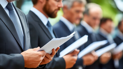 Business people discussing the charts and graphs showing the results of their successful teamwork