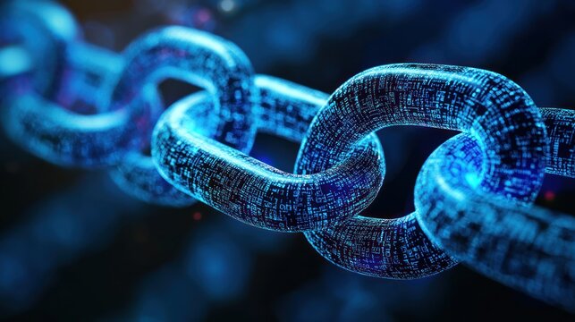 Cryptocurrency blockchain logo with a chain link