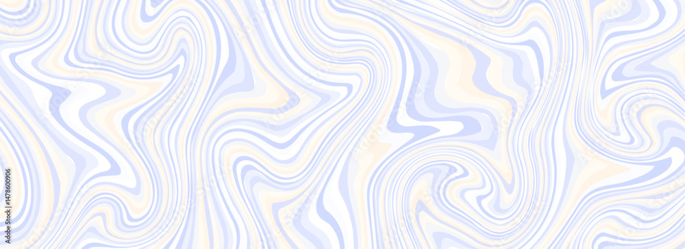 Poster light blue and orange psychedelic lines texture. abstract trippy marble effect background. swirl wav