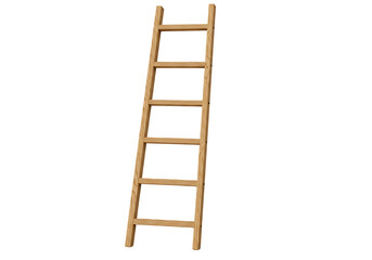 Timber Ladder: Detailed Wooden Step Ladder Isolated for Design Use