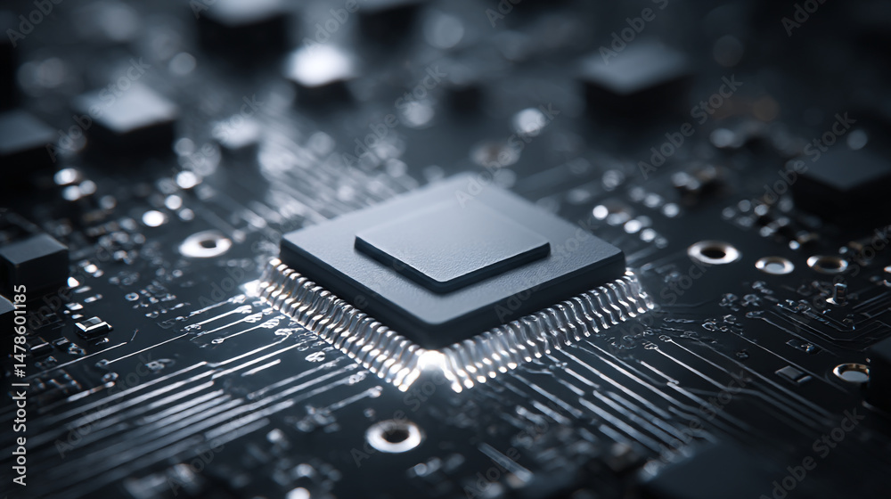 Poster computer chip motherboard cpu processor technology circuit board microchip semiconductor hardware sy