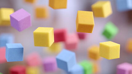 Floating Colorful Cubes - A Playful Geometric Design
