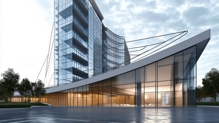 Fototapeta premium empty ground in front of modern architecture exterior.