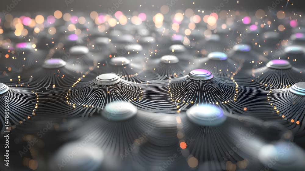 Poster visualizing machine learning processes digital environment infographic neural network tech perspecti