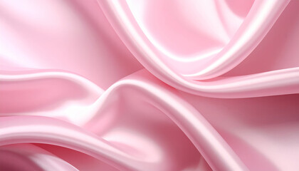 Obraz premium Elegant flowing pink fabric drapes gracefully, showcasing its smooth texture and soft sheen. This luxurious material is perfect for various design projects, evoking sense of sophistication