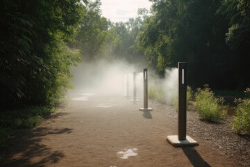 AI-controlled mist stations for hot days along walking path --ar 3:2 --v 7 Job ID: fd15607b-da68-402d-a9b3-20112e923160