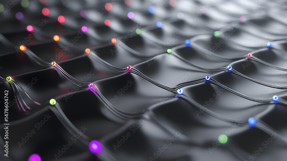 Poster visualizing machine learning process with neural diagrams digital space infographic abstract view ai