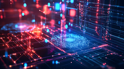 Obraz premium Visualizing the machine learning process with neural diagrams in technology environments