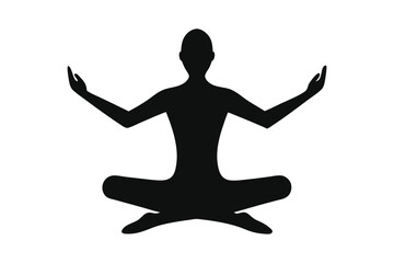 Black Silhouette Flat Yoga Style Minimal Concept Illustration