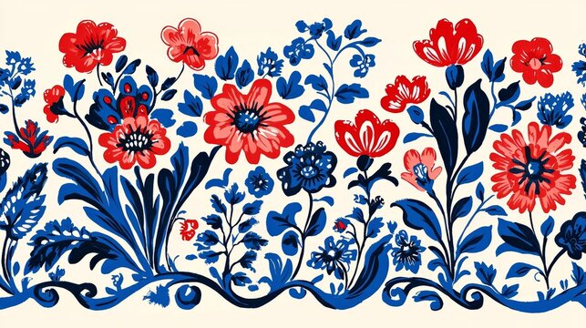 A vibrant representation of Polish folk patterns through illustration.