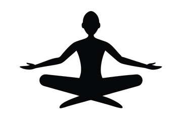 Black Silhouette Minimalist Yoga Style Vector Illustration