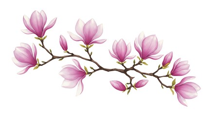 Naklejka premium Magnolia Blossom: A Delicate Digital Watercolor