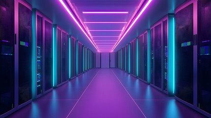 Illuminating modern data center design tech hub interior space ambient environment futuristic viewpoint digital aesthetics
