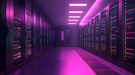 Fototapeta premium Illuminating modern data center interiors high-tech facility digital environment ambient lighting futuristic concept