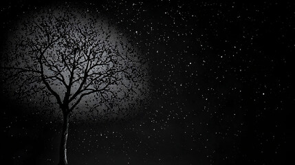 Silhouette Tree Against Starry Night Sky