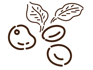 手描きシンプルなえだまめセット：モノクロ